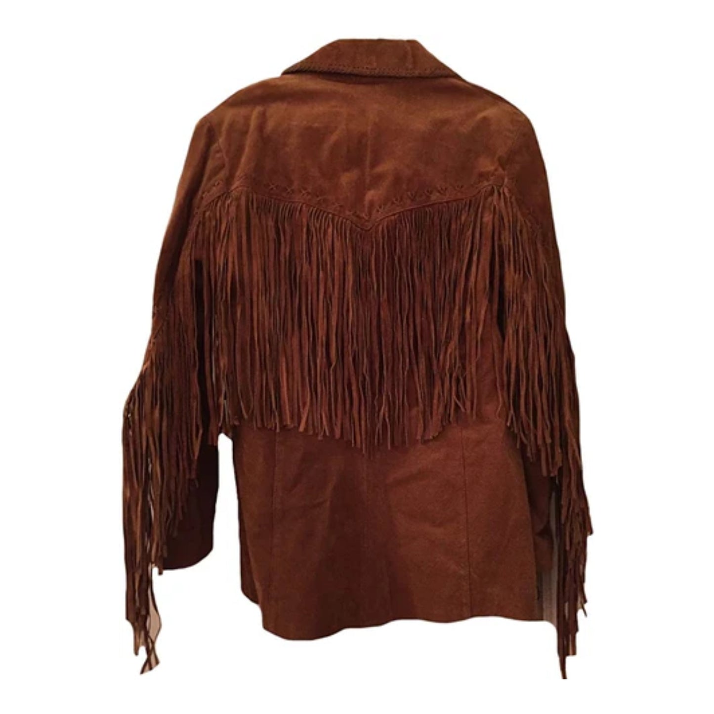 Brown Western Suede Leather Fringe Cowboy Jacket NLS-103