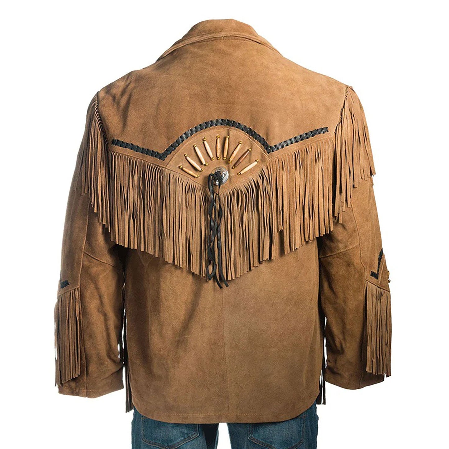 Brown Western Suede Leather Fringe Cowboy Jacket NLS-104