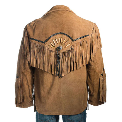 Brown Western Suede Leather Fringe Cowboy Jacket NLS-104