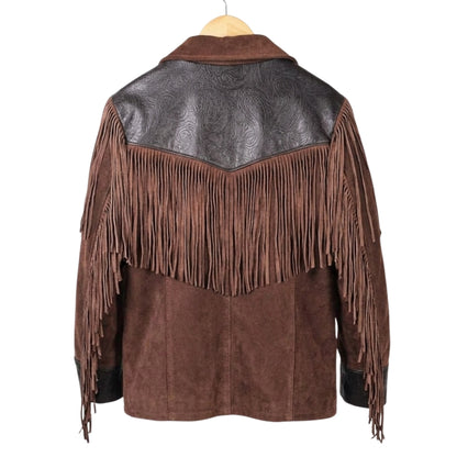 Brown Western Suede Leather Fringe Cowboy Jacket NLS-105