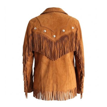 Brown Western Suede Leather Fringe Cowboy Jacket NLS-108
