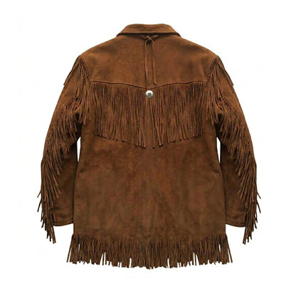 Brown Western Suede Leather Fringe Cowboy Jacket NLS-109