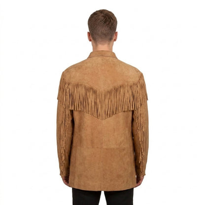 Brown Western Suede Leather Fringe Cowboy Jacket NLS-110
