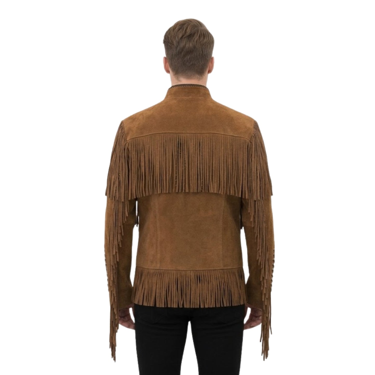 Brown Western Suede Leather Fringe Cowboy Jacket NLS-117
