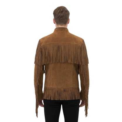 Brown Western Suede Leather Fringe Cowboy Jacket NLS-117