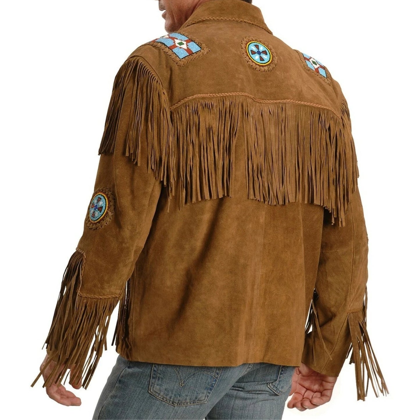 Brown Western Suede Leather Fringe Cowboy Jacket NLS-119
