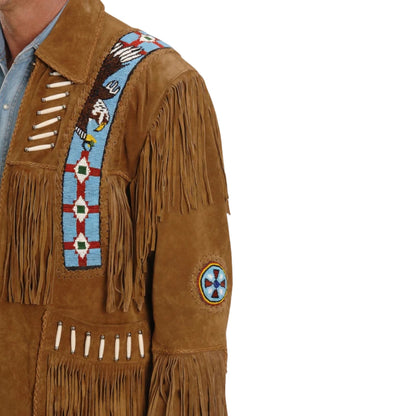Brown Western Suede Leather Fringe Cowboy Jacket NLS-119