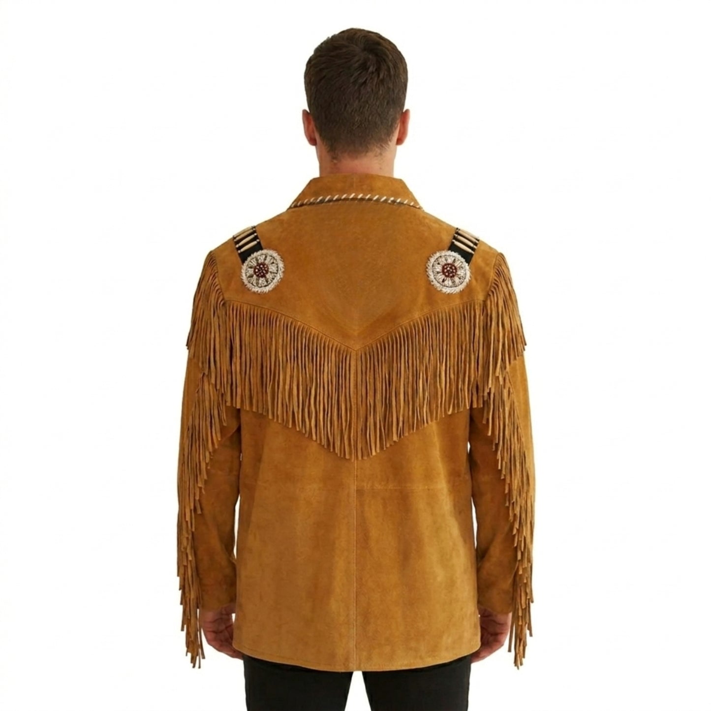 Brown Western Suede Leather Fringe Cowboy Jacket NLS-122