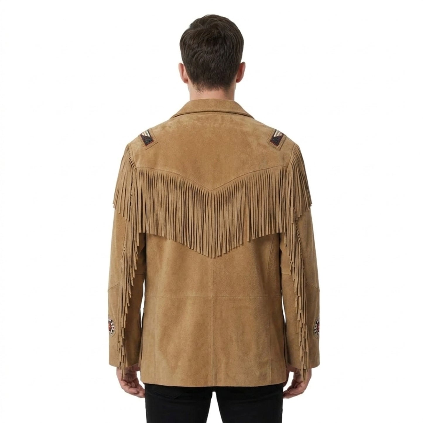 Brown Western Suede Leather Fringe Cowboy Jacket NLS-123