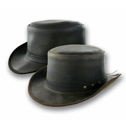 Distressed Coachman Leather Hat Steampunk Deadman Topper Biker Hat NLS-267