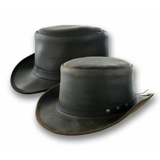 Distressed Coachman Leather Hat Steampunk Deadman Topper Biker Hat NLS-267