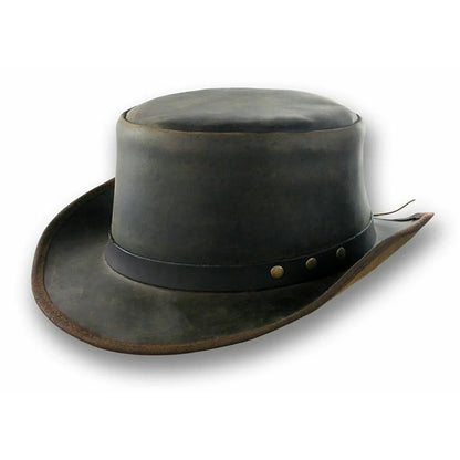 Distressed Coachman Leather Hat Steampunk Deadman Topper Biker Hat NLS-267
