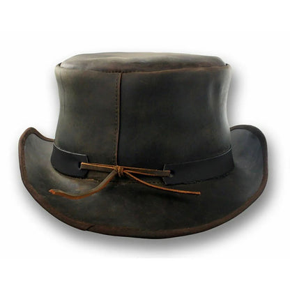 Distressed Coachman Leather Hat Steampunk Deadman Topper Biker Hat NLS-267