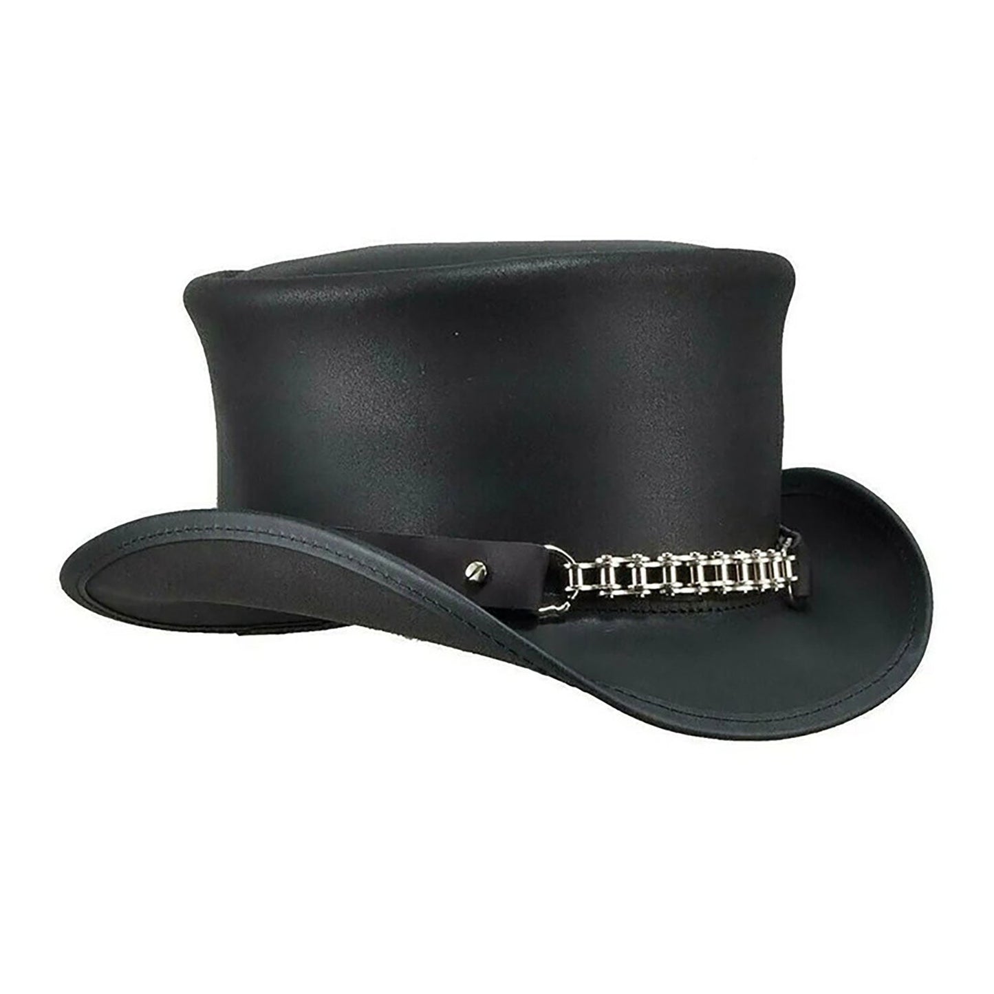 El Dorado Deadman Biker Chrome Chain Cowboy Leather Hat Steampunk Biker NLS-266