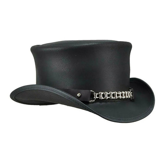 El Dorado Deadman Biker Chrome Chain Cowboy Leather Hat Steampunk Biker NLS-266