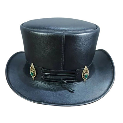 El Dorado Steampunk Deadman Biker Diamond Crown Stylish Band Leather Hat NLS-265