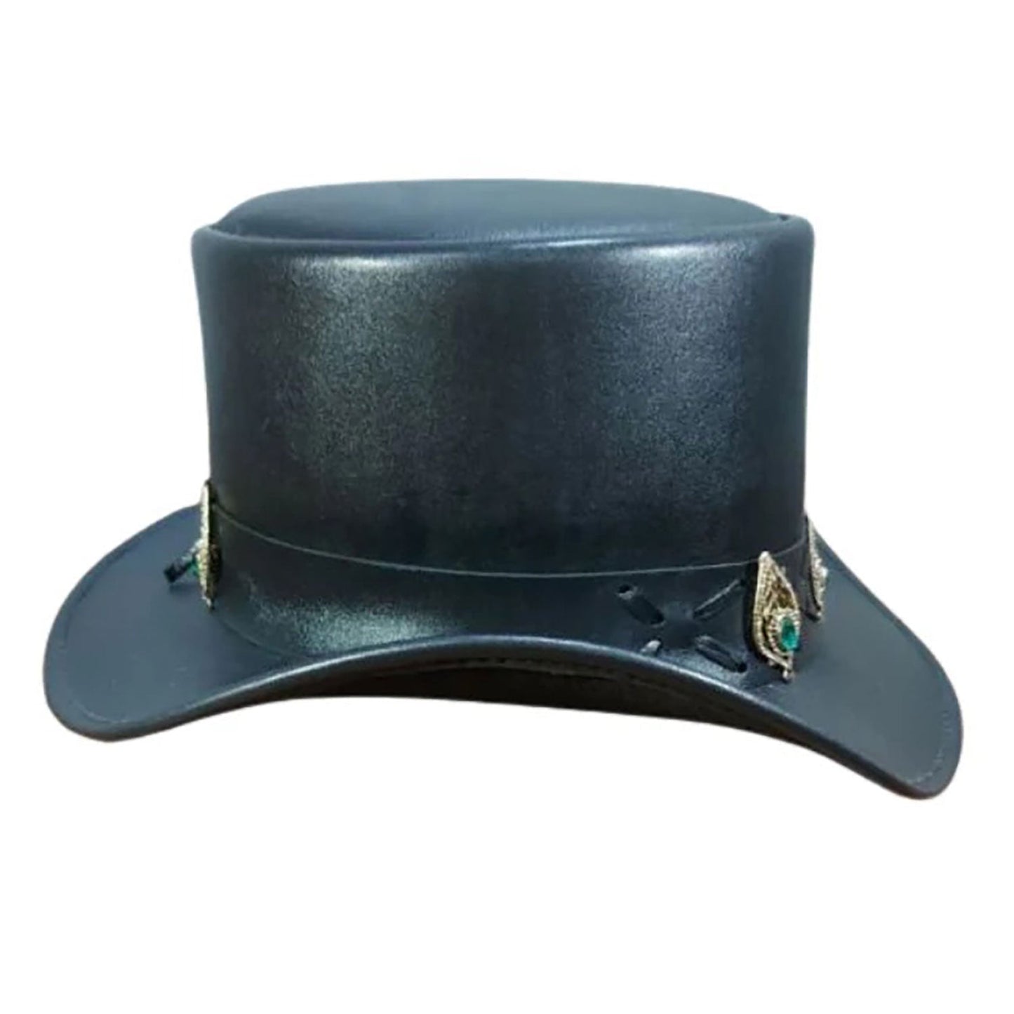 El Dorado Steampunk Deadman Biker Diamond Crown Stylish Band Leather Hat NLS-265