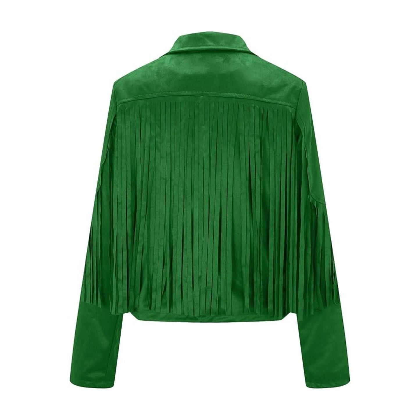 Green Western Suede Leather Fringe Cowboy Jacket NLS-059