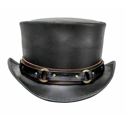 Steampunk Deadman El Dorado Buffalo 5 Cent Band Biker Leather Hat NLS-268