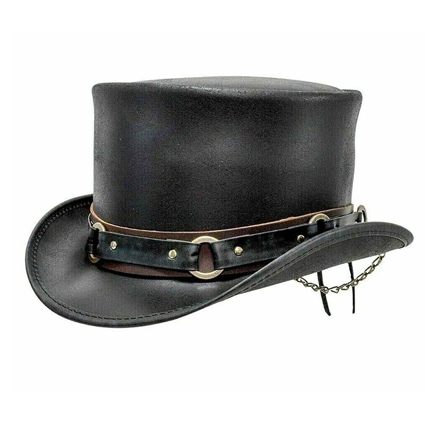 Steampunk Deadman El Dorado Buffalo 5 Cent Band Biker Leather Hat NLS-268