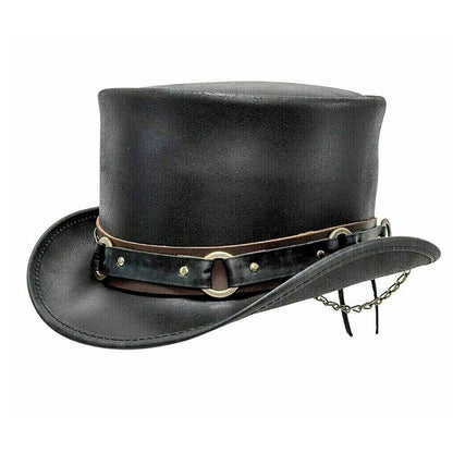 Steampunk Deadman El Dorado Buffalo 5 Cent Band Biker Leather Hat NLS-268