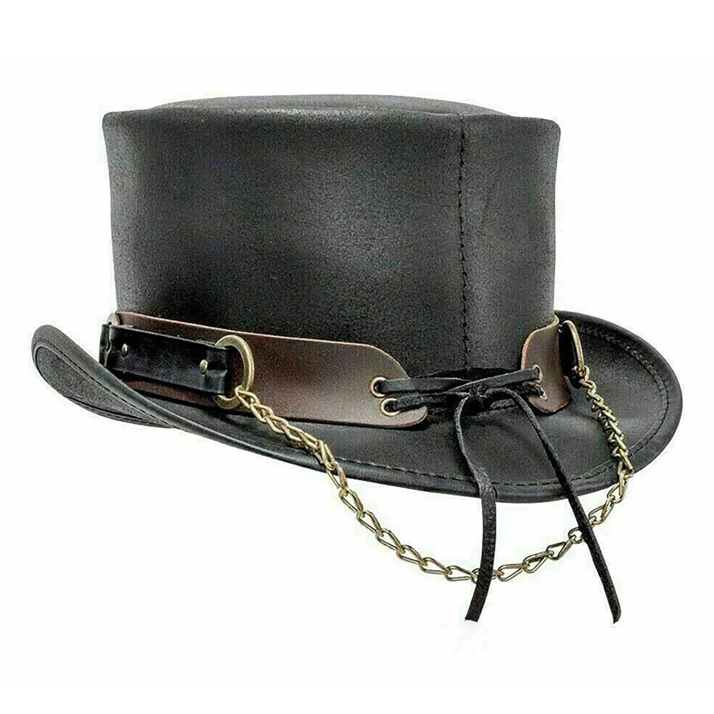 Steampunk Deadman El Dorado Buffalo 5 Cent Band Biker Leather Hat NLS-268