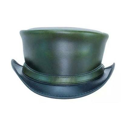 Steampunk Green Color El Dorado Motorcycle Ban Biker Leather Hat NLS-269