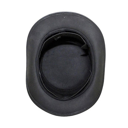 Steampunk Deadman Hat Black Cowhide Leather Biker Style NLS-263