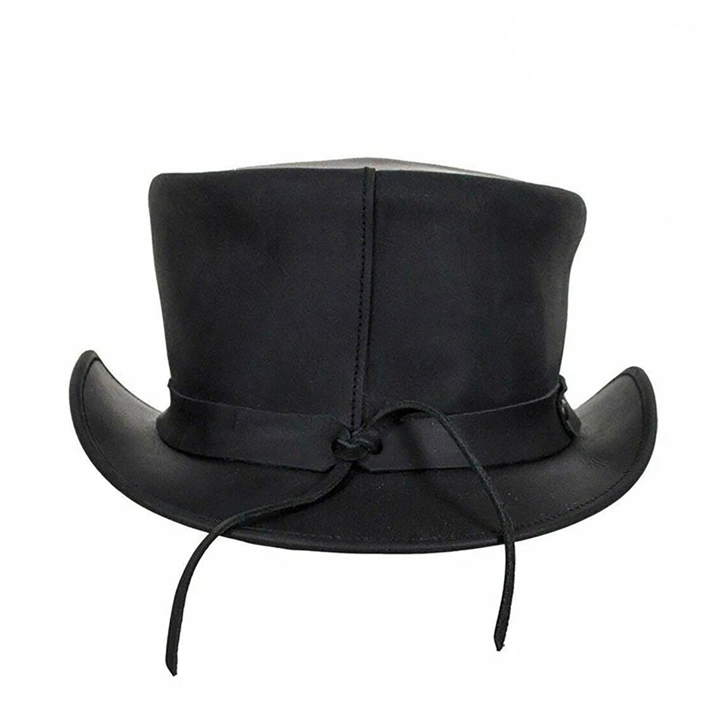 Steampunk Deadman Hat Black Cowhide Leather Biker Style NLS-263