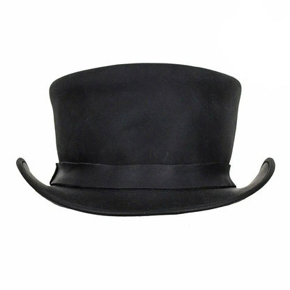 Steampunk Deadman Hat Black Cowhide Leather Biker Style NLS-263