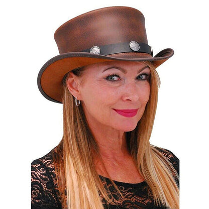 Steampunk Deadman Hat El Dorado Buffalo 5 Cent Band Biker Leather Hat NLS-262