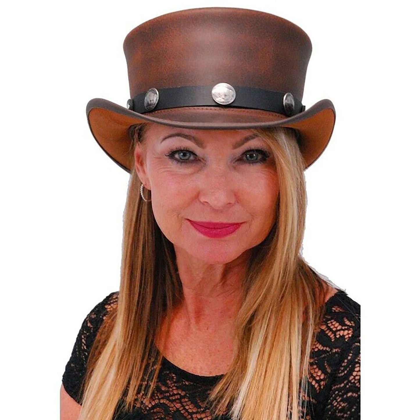 Steampunk Deadman Hat El Dorado Buffalo 5 Cent Band Biker Leather Hat NLS-262
