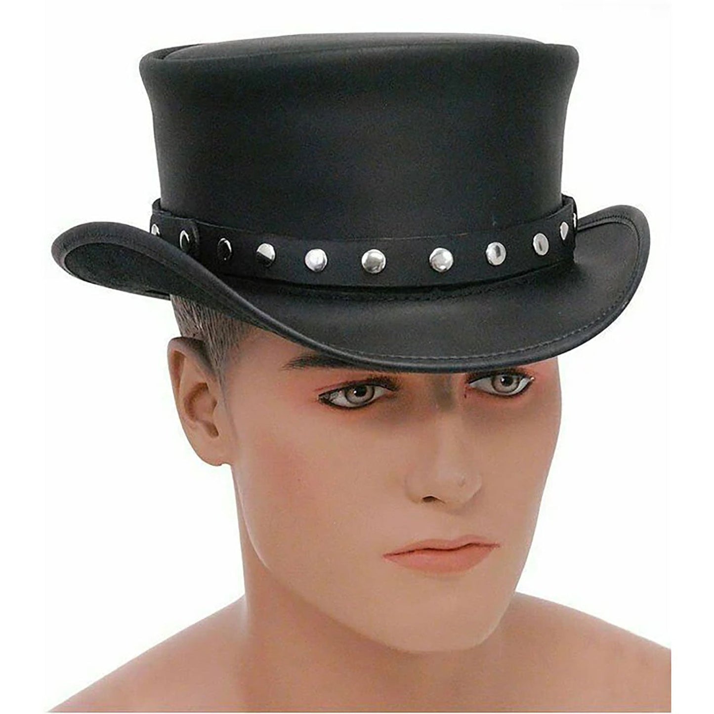 Steampunk El Dorado Deadman Leather Biker w/ Rivet Trim Hatband Leather Hat NLS-264