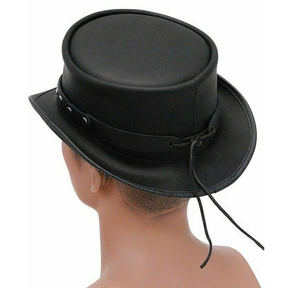 Steampunk El Dorado Deadman Leather Biker w/ Rivet Trim Hatband Leather Hat NLS-264