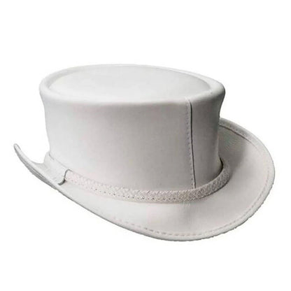 Steampunk white Ghost El Dorado Motorcycle Ban Biker Leather Hat NLS-257