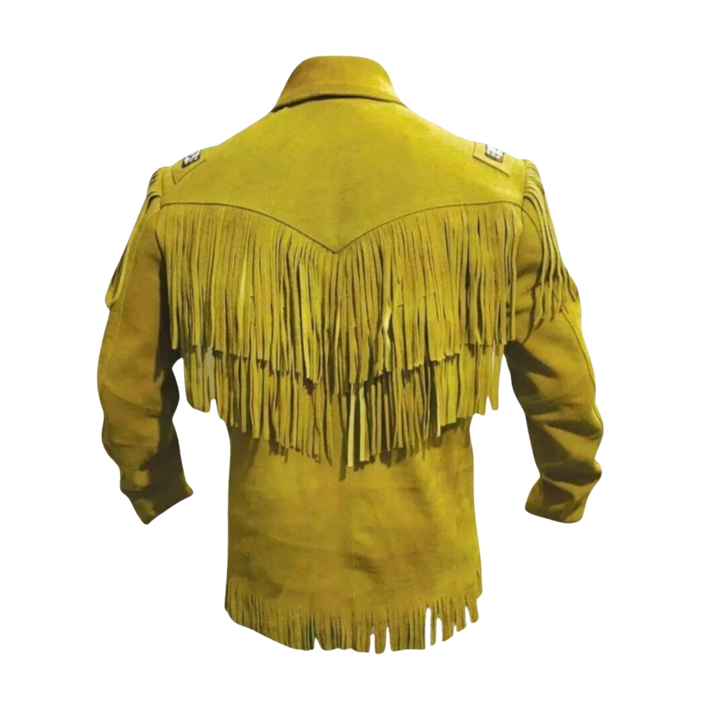 Tan Western Suede Leather Fringe Cowboy Jacket NLS-046