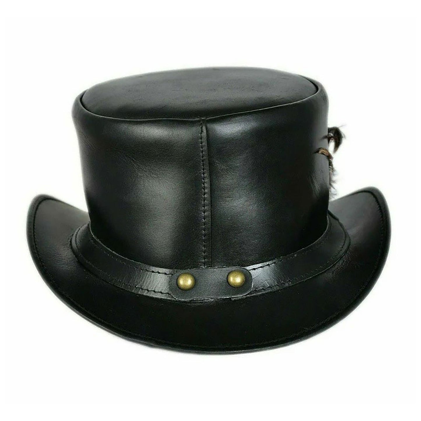 Women Marlow Leather Coachman Feather Accent Deadman Leather Hat NLS-256