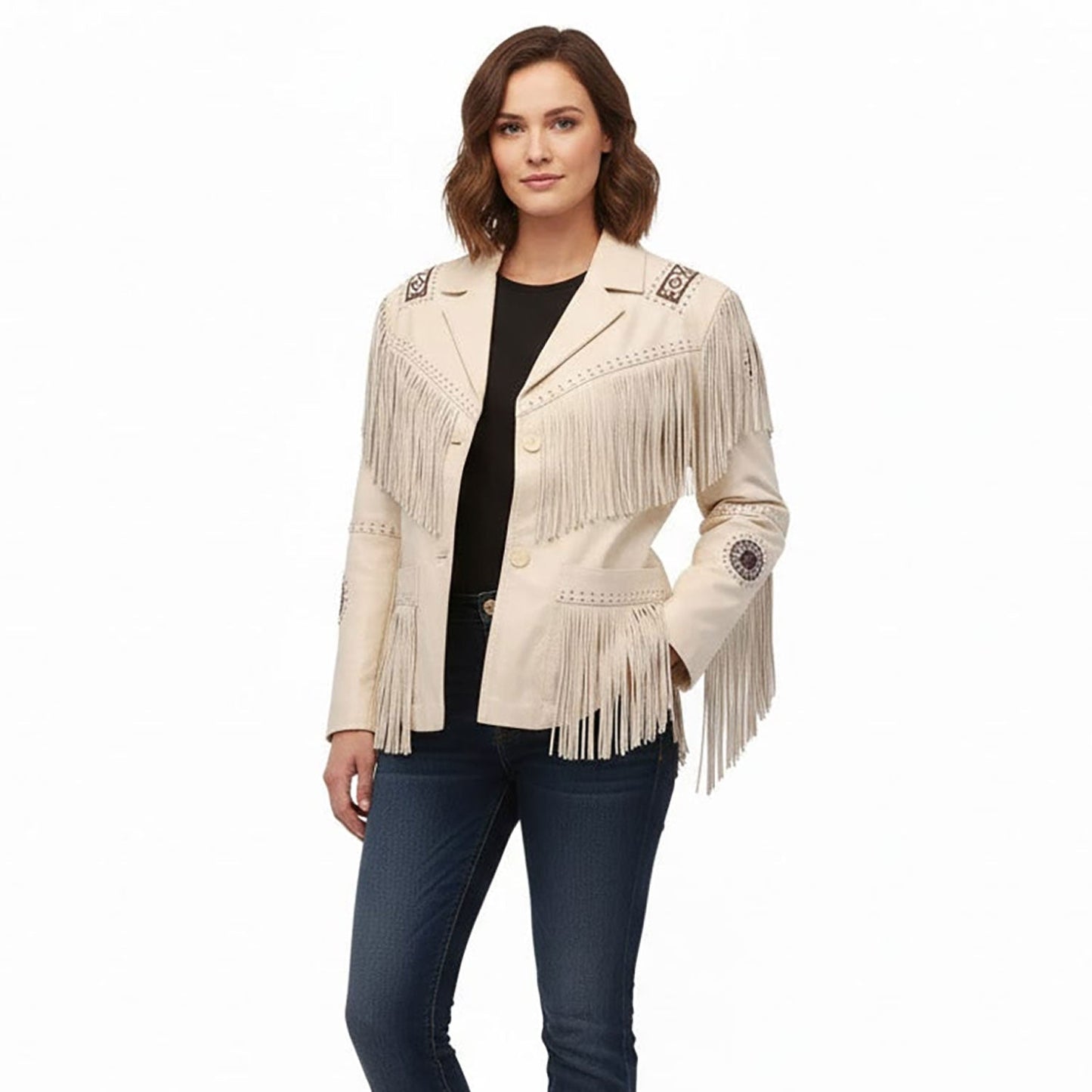 Women’s Western Fringe Leather Jacket NLS-009