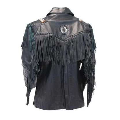 Women’s Western Fringe Leather Jacket NLS-009