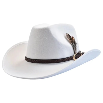 White Cowboy Hat with Feathers NLS-203