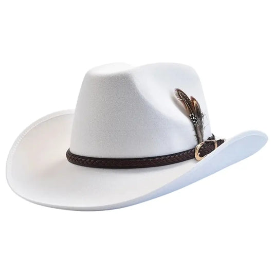 White Cowboy Hat with Feathers NLS-203