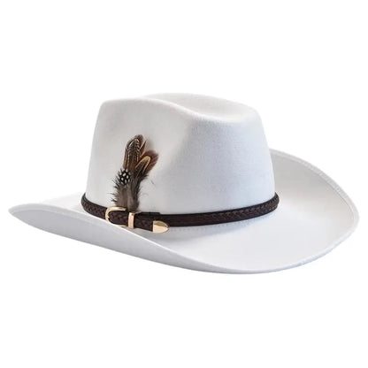 White Cowboy Hat with Feathers NLS-203